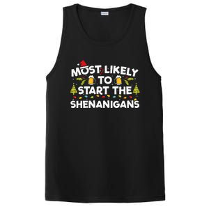 Most Likely To Start The Shenanigans Funny Family Christmas PosiCharge Competitor Tank