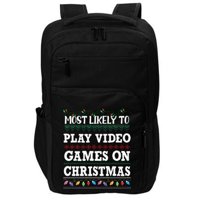 Most Likely to play video games Ugly Christmas Sweater  Impact Tech Backpack