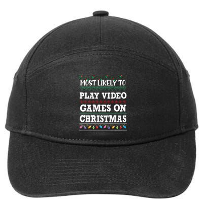 Most Likely to play video games Ugly Christmas Sweater  7-Panel Snapback Hat