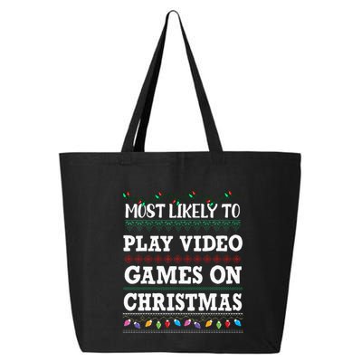 Most Likely to play video games Ugly Christmas Sweater  25L Jumbo Tote