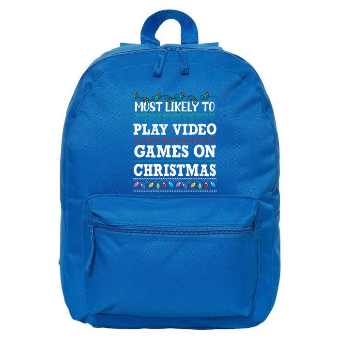 Most Likely to play video games Ugly Christmas Sweater  16 in Basic Backpack