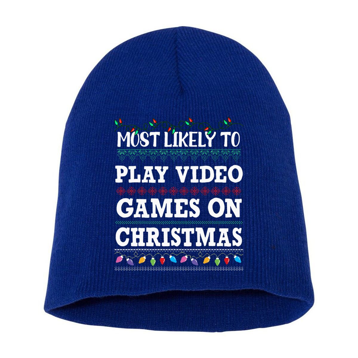 Most Likely to play video games Ugly Christmas Sweater  Short Acrylic Beanie