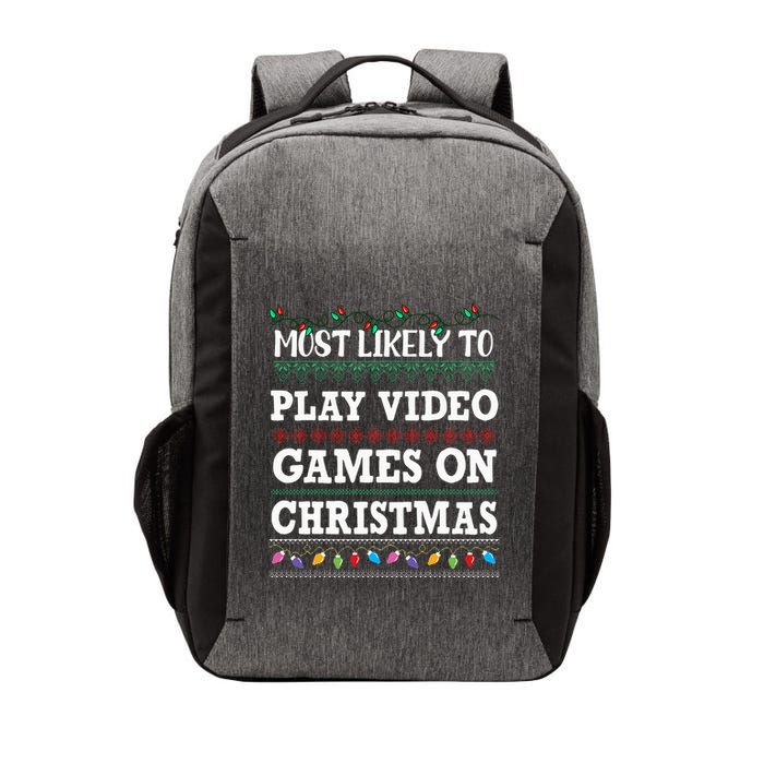 Most Likely to play video games Ugly Christmas Sweater  Vector Backpack