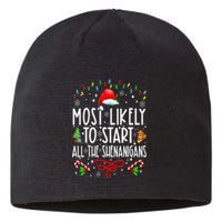 Most Likely To Start All The Shenanigans Family Xmas Holiday Sustainable Beanie