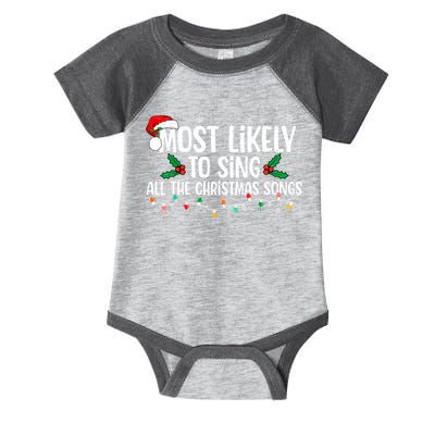 Most Likely To Sing All The Christmas Songs Family Matching Infant Baby Jersey Bodysuit