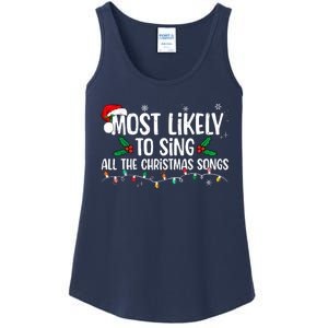 Most Likely To Sing All The Christmas Songs Family Matching Ladies Essential Tank