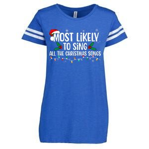 Most Likely To Sing All The Christmas Songs Family Matching Enza Ladies Jersey Football T-Shirt