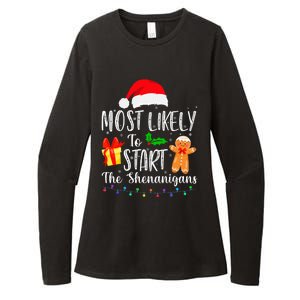 Most Likely To Start The Shenanigans Funny Family Christmas Womens CVC Long Sleeve Shirt