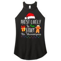 Most Likely To Start The Shenanigans Funny Family Christmas Women's Perfect Tri Rocker Tank