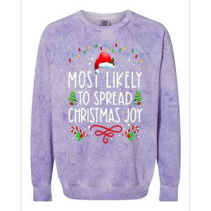 Most Likely To Spread Christmas Joy Family Matching Pajamas Colorblast Crewneck Sweatshirt