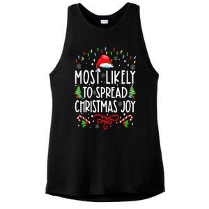 Most Likely To Spread Christmas Joy Family Matching Pajamas Ladies PosiCharge Tri-Blend Wicking Tank