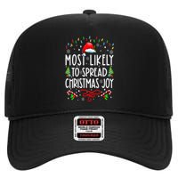 Most Likely To Spread Christmas Joy Family Matching Pajamas High Crown Mesh Back Trucker Hat