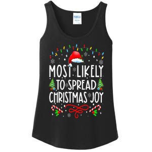 Most Likely To Spread Christmas Joy Family Matching Pajamas Ladies Essential Tank