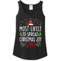 Most Likely To Spread Christmas Joy Family Matching Pajamas Ladies Essential Tank