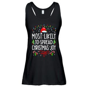 Most Likely To Spread Christmas Joy Family Matching Pajamas Ladies Essential Flowy Tank