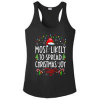 Most Likely To Spread Christmas Joy Family Matching Pajamas Ladies PosiCharge Competitor Racerback Tank