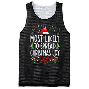 Most Likely To Spread Christmas Joy Family Matching Pajamas Mesh Reversible Basketball Jersey Tank