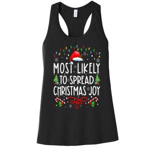 Most Likely To Spread Christmas Joy Family Matching Pajamas Women's Racerback Tank