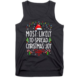 Most Likely To Spread Christmas Joy Family Matching Pajamas Tank Top