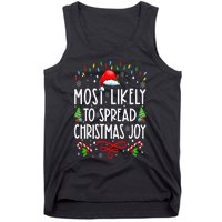 Most Likely To Spread Christmas Joy Family Matching Pajamas Tank Top