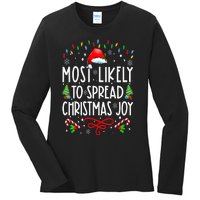 Most Likely To Spread Christmas Joy Family Matching Pajamas Ladies Long Sleeve Shirt