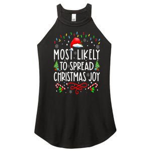 Most Likely To Spread Christmas Joy Family Matching Pajamas Women's Perfect Tri Rocker Tank