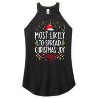 Most Likely To Spread Christmas Joy Family Matching Pajamas Women's Perfect Tri Rocker Tank