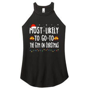 Most Likely To Go To Gym On Christmas Bodybuilding Xmas Gym Women's Perfect Tri Rocker Tank