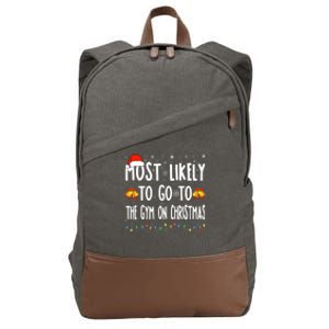 Most Likely To Go To Gym On Christmas Bodybuilding Xmas Gym Cotton Canvas Backpack