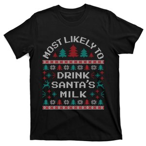 Most Likely to Drink Santa’s Milk Christmas Family Pajama PJ T-Shirt