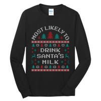 Most Likely to Drink Santa’s Milk Christmas Family Pajama PJ Tall Long Sleeve T-Shirt