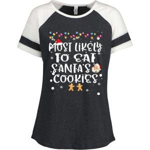 Most Likely To Eat Santas Cookie Christmas Family Matching Enza Ladies Jersey Colorblock Tee