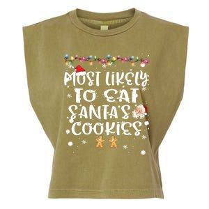 Most Likely To Eat Santas Cookie Christmas Family Matching Garment-Dyed Women's Muscle Tee