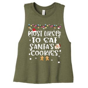 Most Likely To Eat Santas Cookie Christmas Family Matching Women's Racerback Cropped Tank