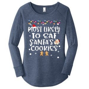 Most Likely To Eat Santas Cookie Christmas Family Matching Women's Perfect Tri Tunic Long Sleeve Shirt