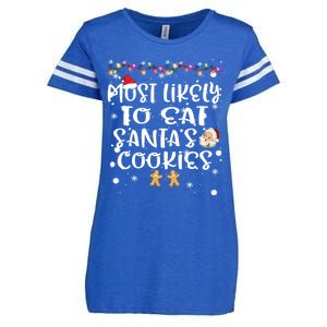 Most Likely To Eat Santas Cookie Christmas Family Matching Enza Ladies Jersey Football T-Shirt