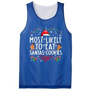 Most Likely To Eat Santas Cookies Family Christmas Holiday Cute Gift Mesh Reversible Basketball Jersey Tank