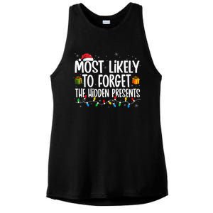 Most Likely To Forget The Hidden Presents Family Christmas Ladies PosiCharge Tri-Blend Wicking Tank