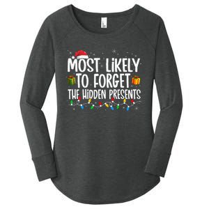 Most Likely To Forget The Hidden Presents Family Christmas Women's Perfect Tri Tunic Long Sleeve Shirt