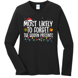 Most Likely To Forget The Hidden Presents Family Christmas Ladies Long Sleeve Shirt