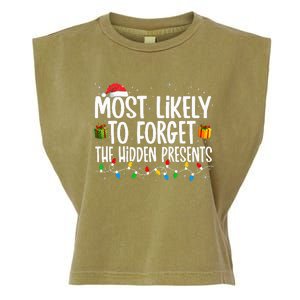 Most Likely To Forget The Hidden Presents Family Christmas Garment-Dyed Women's Muscle Tee