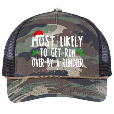 Most Likely To Get Run Over By A Reindeer Matching Christmas Retro Rope Trucker Hat Cap