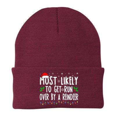 Most Likely To Get Run Over By A Reindeer Matching Christmas Knit Cap Winter Beanie