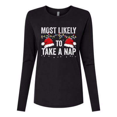 Most Likely To Take A Nap Matching Christmas For Family Womens Cotton Relaxed Long Sleeve T-Shirt