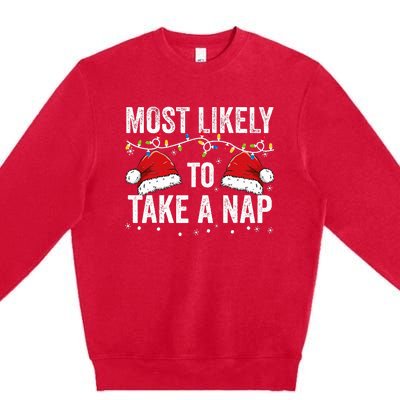 Most Likely To Take A Nap Matching Christmas For Family Premium Crewneck Sweatshirt