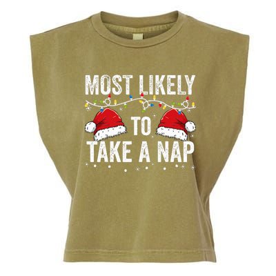 Most Likely To Take A Nap Matching Christmas For Family Garment-Dyed Women's Muscle Tee