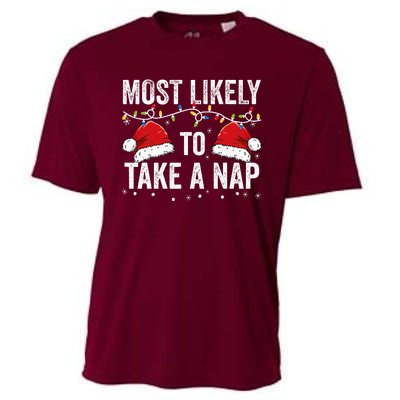 Most Likely To Take A Nap Matching Christmas For Family Cooling Performance Crew T-Shirt