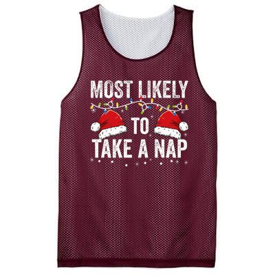 Most Likely To Take A Nap Matching Christmas For Family Mesh Reversible Basketball Jersey Tank