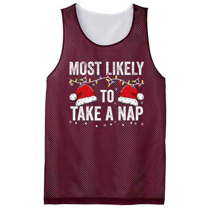 Most Likely To Take A Nap Matching Christmas For Family Mesh Reversible Basketball Jersey Tank