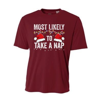 Most Likely To Take A Nap Matching Christmas For Family Performance Sprint T-Shirt